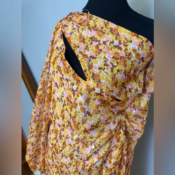 Lush Multicolor Floral one sleeve dress size XL - Picture 4 of 9